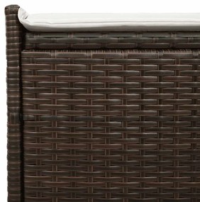 barna polyrattan kültéri tárolópad párnával 100 cm