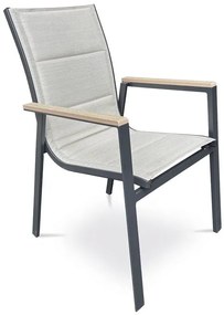 Kerti szék bézs textilén, alumínium, fekete színű