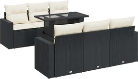 vidaXL 7 részes fekete polyrattan kerti ülőgarnitúra párnával