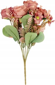 7 Rózsás Csokor Lazac Kiegészítőkkel Művirág Élő Dekoráció 30CM