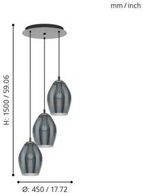 Eglo 39565 - Csillár zsinóron ESTANYS 3xE27/60W/230V füstös