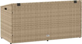 Bézs Színű Polyrattan Kerti Tárolóláda 110 X 50 X 58 Cm