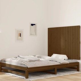 mézbarna tömör fenyőfa fali fejtámla 127,5x3x90 cm