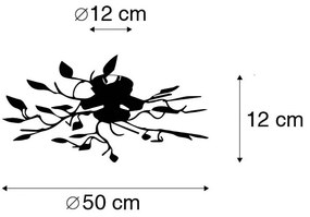 Vintage mennyezeti lámpa fekete arannyal 50 cm 3 lámpás - Foglie