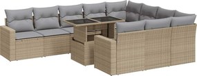vidaXL 11 részes bézs polyrattan kerti ülőgarnitúra párnákkal