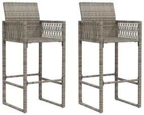 2 db szürke polyrattan kerti bárszék