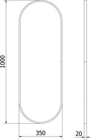 Mexen Loft ovális fürdőszobai tükör 100 x 35 cm, fekete keret - 9851-100-035-000-70