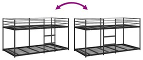 fekete acél emeletes ágy matrac nélkül 100 x 200 cm