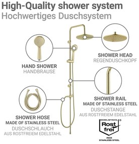 Matt aranyszínű rozsdamentes acél zuhanyszett 101 cm Young Line – Wenko