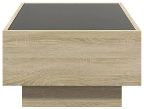 sonoma tölgy szerelt fa dohányzóasztal LED-del 90 x 50 x 30 cm