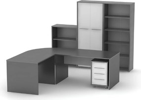 Íróasztal, grafit/féher, RIOMA NEW TYP 16