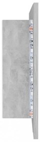 betonszürke akril LED-es tükrös fürdőszobaszekrény 100x12x45 cm