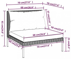 4 részes sötétszürke polyrattan kerti bútorszett párnákkal