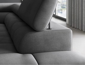 Sötétszürke bársony kinyitható-tárolóhelyes sarokkanapé (jobb oldali-L alakú) Ferucce – ELTAP