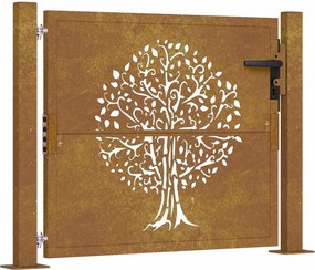 vidaXL Corten acél kerti kapu 100x75 cm, fa mintázatú