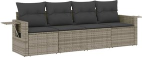 vidaXL 4 részes szürke polyrattan kerti ülőgarnitúra párnákkal