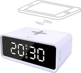 Solight CA07W - Digitális óra Qi vezeték nélküli töltővel 230V/CR2032 fehér