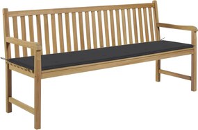 vidaXL tömör tíkfa kerti pad antracitszürke párnával 175 cm