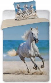 Ágyneműhuzat Fehér Ló A Tengerparton Wild Nature 160x200
