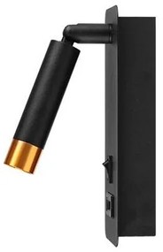 Fali spotlámpa USB töltővel 1xG9/35W/230V fekete/arany