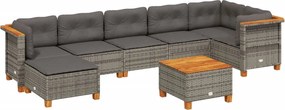 vidaXL 8 részes szürke polyrattan kerti ülőgarnitúra párnákkal