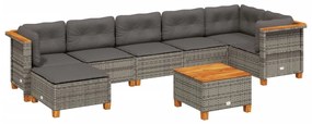 vidaXL 8 részes szürke polyrattan kerti ülőgarnitúra párnákkal
