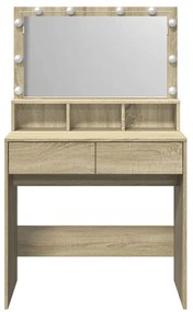 sonoma tölgy színű fésülködőasztal LED-del 80 x 41 x 134,5 cm