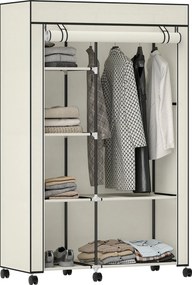 HOMCOM textil ruhásszekrény akasztórúddal és polcokkal, 103 x 43 x 162,5 cm — krém | Aosom