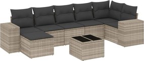 vidaXL 8 részes világosszürke polyrattan kerti ülőgarnitúra párnával