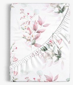 Goldea pamut körgumis lepedő deluxe - zsenge rózsák 80 x 160 cm