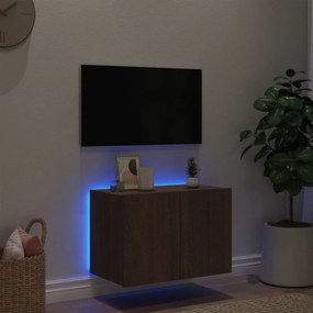 barna tölgyszínű fali TV-szekrény LED-del 60x35x41 cm