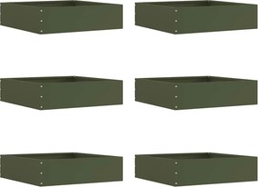 vidaXL Fűszegélyezés 6 pcs Olajzöld 50 x 50 x 13 cm Acél