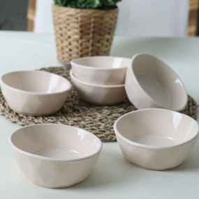 6 darab Facetta 12 cm-es kőagyag tálkészlet, bézsszínű