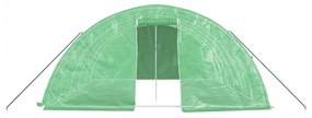 zöld acélvázas melegház 30 m² 6 x 5 x 2,3 m