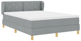 Boxspring Ágy Mattal - Világosszürke, 140x190 cm, Kárpit