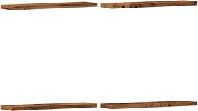 vidaXL 4 db antik fa színű szerelt fa fali polc 40 x 20 x 1,5 cm