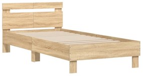 sonoma tölgy színű fejtámlás ágykeret matrac nélkül 100x200 cm