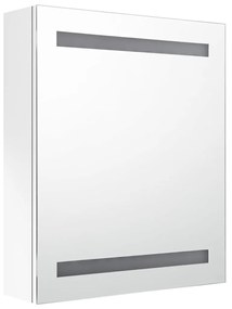 fényes fehér LED-es tükrös fürdőszobaszekrény 50 x 14 x 60 cm