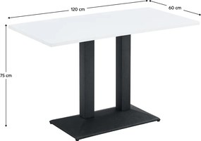 Bisztró asztal, fehér/fekete, 120x60 cm, RINALDO TYP 2