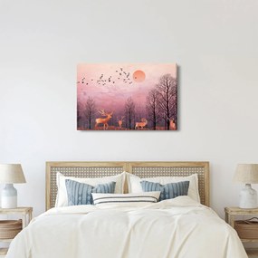 Kép - Szarvas a lenyugvó nap fényében (90x60 cm)