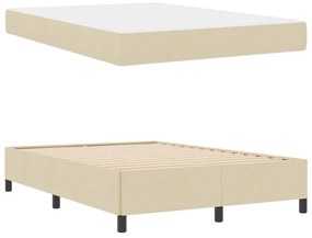 Boxrugós ágy Krém és fekete 140 x 200 cm Textil és mérnöki fa
