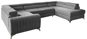 Sötétszürke kinyitható-tárolóhelyes sarokkanapé (jobb oldali-U alakú) Louis – ELTAP