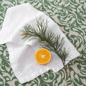 Len asztali futó 40x200 cm Evergreen Damask – Linen Tales