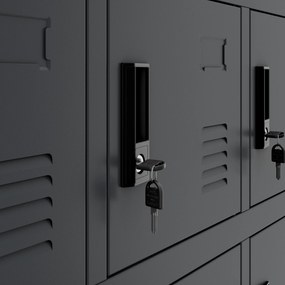 KAROL többrekeszes szociális szekrény, 900 x 1850 x 400 mm, antracitszürke