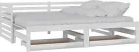 vidaXL fehér tömör fenyőfa kihúzható kanapéágy 2 x (90 x 200) cm