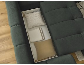 Zöld kinyitható-tárolóhelyes sarokkanapé (jobb oldali-L alakú) Fuji – Bobochic Paris