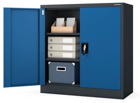 Alacsony fém irattartó szekrény BEATA, 900 x 930 x 400 mm, antracit-kék