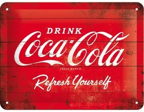Fém tábla Coca-Cola - Red Logo, (20 x 15 cm)