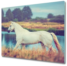 Üveg vágódeszka White Horse-tó 60x52 cm