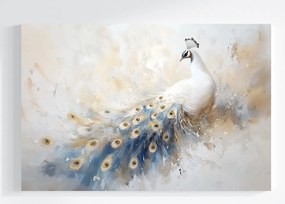 Canvas Elegáns Páva Fehér Tollak Glamour Art 60x40 Vászonkép